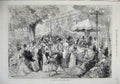 Original Old Antique Print 1874 Charity Fete Champs Elysees Paris France People