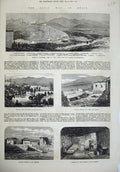 Original Old Antique Print 1874 Civil War Spain Battle Galdames Serrano Carenas