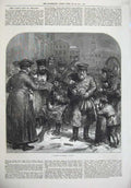 Original Old Antique Print 1874 Street Tea-Seller Moscow Men Food Night Scene