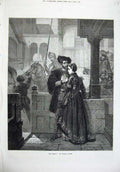 Old Antique Print 1874 Parting Man Woman Romance Wilhelm Koller Fine Art 19th