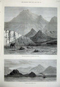 Old Antique Print 1874 Jebel-El-Nur Dr Beke Mount Sinai Pharoah'S Island 19th