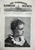 Original Old Antique Print 1874 Fine Art Portrait Beautiful Little Girl Nina