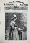 Original Old Antique Print 1874 Young Woman Home Church Country Dudley Gallery