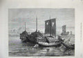 Original Old Antique Print 1874 Famine Bengal Grain Boats Ganges Fine Art 19th