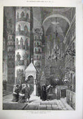 Original Old Antique Print 1874 Church Assumption Moscow Russia People Fine Art