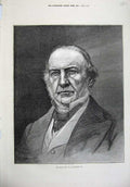 Original Old Antique Print 1874 Portrait Right Hon. Gladstone Member Parliament