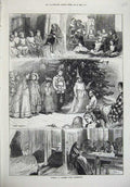 Old Antique Print Christmas Nazareth Hammersmith 1874 Infirmary Children 19th
