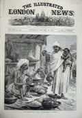 Old Antique Print 1874 Famine India Bengalee Beniah Grain-Seller Fine Art 19th