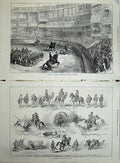 Old Antique Print 1874 Bull Fight Lisbon Portugal Performers Sport Horse 19th