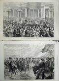 Antique Old Print 1874 Emperor Russia Woolwich Ball Buckingham Palace War 19th