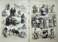 Old Antique Print 1874 Petersburg Monk Nun Horse Sleigh Fishmonger Men 19th
