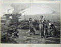 Original Old Antique Print 1874 Fine Art Homeless Women Children Fire Waggon