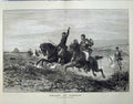 Original Old Antique Print 1874 Fox Hunting France Horses Men Fine Art Regamey