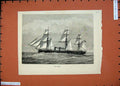 Original Old Antique Print 1874 H.M.S Raleigh Sailing Ship Sea Art Victorian