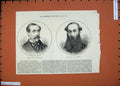 Old Antique Print 1874 General Shute Brighton Ashbury Parliament Men Art 19th