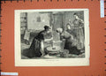 Old Antique Print Women Grinding Corn Ireland 1874 Basket House Fine Art 19th