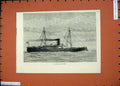Old Antique Print 1874 H.M Sailing War Ship Iron-Clad Ram Rupert Fine Art 19th