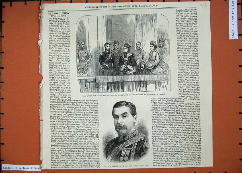 Old Antique Print 1874Sartorius Ashantee Duke Edinburgh Buckingham Palace 19th