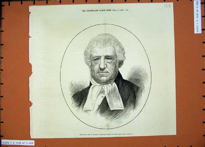Old Antique Print 1874 Sir Bodkin Assistant Judge Middlesex Sessions Man 19th