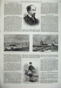 Original Old Antique Print Watts Phillips 1874 Ship Wreck Yorkshire Man Flowers