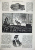 Old Antique Print Casket Duchess Edinburgh 1874 Explosion Paris Tom Hood 19th