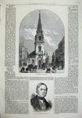 Old Antique Print 1874 St Antholin'S Church City Man Sir Denis Marchant 19th