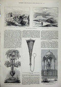 Original Old Antique Print 1874 Bouquet Her Monument Rajah Kolapore Eastbourne