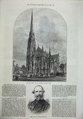 Original Old Antique Print Roman Catholic Church Arundel 1874 George Manners
