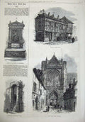 Old Antique Print Sens 1874 House Jean Cousin Cathedral Sallyport Altar 19th