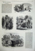 Original Old Antique Print Carisbrook 1874 Church Gateway Castle Steps Keep Art