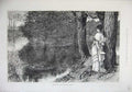 Old Antique Print Fine Art 1874 Reflections Macquoid Lake Trees Bird Lady 19th