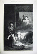 Old Antique Print 1874 Fine Art Mudlow Man Bed Goodlake Dead Body Gilbert 19th