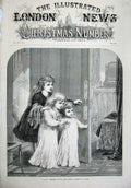 Old Antique Print 1874 Christmas Little Children Mistletoe Hunt Fine Art 19th