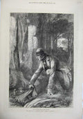 Original Old Antique Print 1874 Man Woods Crying Baby Trees Country Proctor
