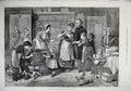 Old Antique Print 1874 Christmas Vicar House Children Woman Presents Cat 19th