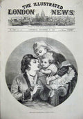Original Old Antique Print 1874 Little Willis Christmas Baby Women Hunt 19th