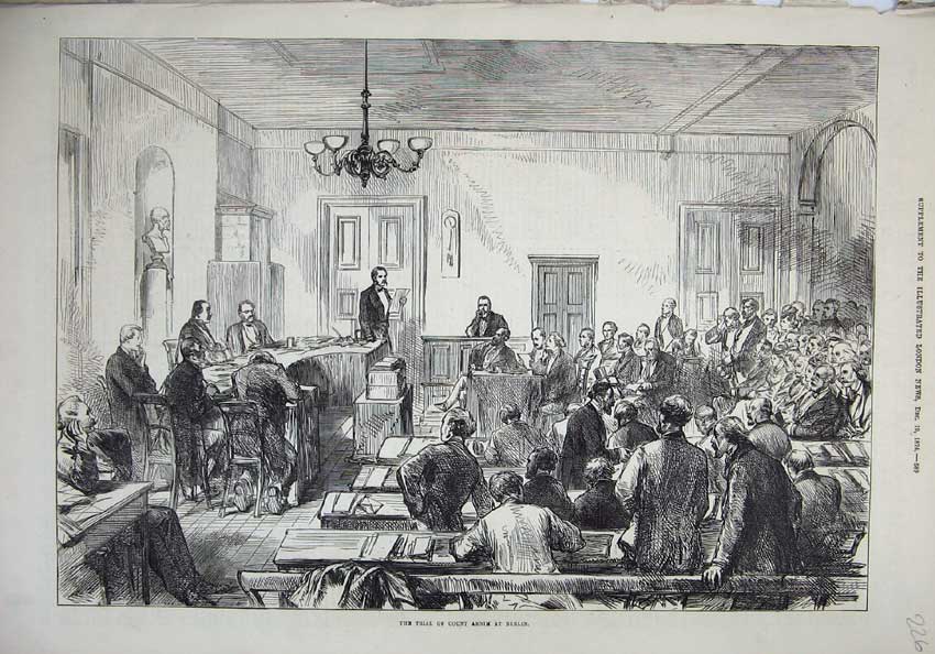 Original Old Antique Print 1874 Trial Count Arnim Berlin Germany Court-Room Men