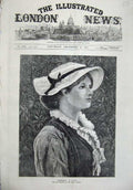 Original Old Antique Print 1874 Fine Art Portrait Beautiful Woman Bonnet Dudley