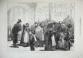 Original Old Antique Print 1874 Servants Hiring Office Berlin Germany People