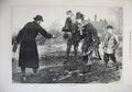 Original Old Antique Print 1874 Family Muddy Field Country House 19th