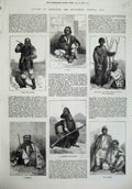 Original Old Antique Print 1874 Natives Asia Balti Siah Kafir Ghilgiti Chilasis