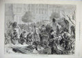 Original Old Antique Print 1875 View Market Donhofs-Platz Berlin Germany People