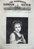 Original Old Antique Print 1874 Fine Art Portrait Little Girl Eve Bouguereau