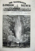 Old Antique Print 1874 King Denmark Iceland Strokr Geyser Hot Spring Art 19th