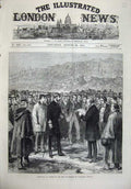 Original Old Antique Print 1874 King Denmark Thingvalla Iceland Men Address