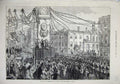 Original Old Antique Print Procession Freemasons Plymouth Prince Wales 1874
