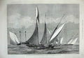 Old Antique Print 1874 Kriemhilda Ship Prince Wales Shark Cowes Regatta 19th