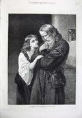 Original Old Antique Print Fine Art 1874 Adam Warner Daughter Sibyl Man Wyburd
