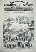 Old Antique Print 1874 War Spain Carlist Custom House Battle Castlefollit 19th