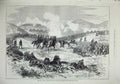 Original Old Antique Print 1874 War Spain Battle Muro Estella Army Men Horses